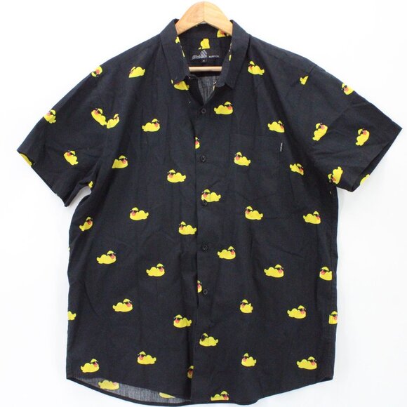 Vintage Molokai Surf Shirt Mens Black Short Sleeve Bath Duck Graphic Collared XL - Picture 1 of 9